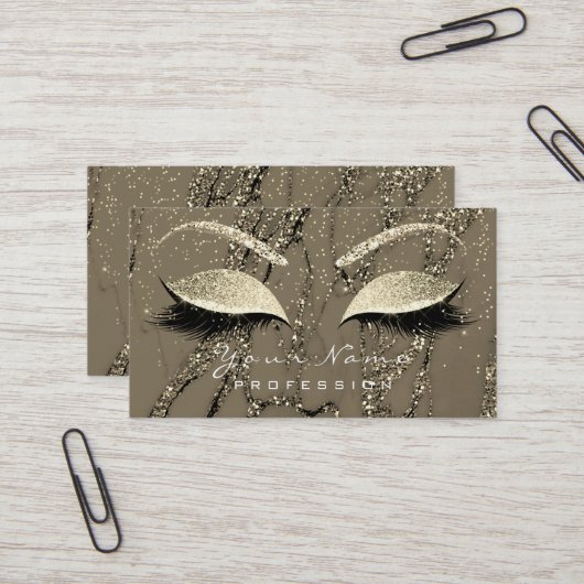 Makeup Eyebrow Eyes Lashes Glitzer Marble Gold Visitenkarte (Vorderseite/Rückseite Beispiel)