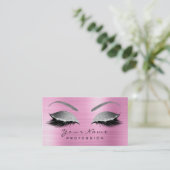 Makeup Eyebrow Eyes Lashes Glitzer Pink Silver Gra Visitenkarte (Stehend Vorderseite)