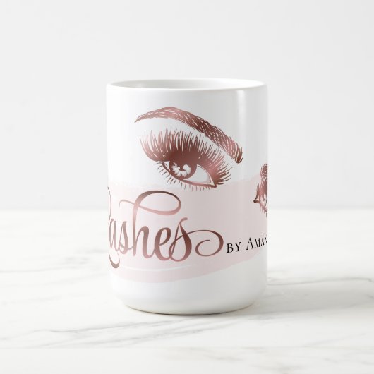 Makeup Eyebrow Eyes Lashes Glitzer Rose Gold Kaffeetasse (Mittel)