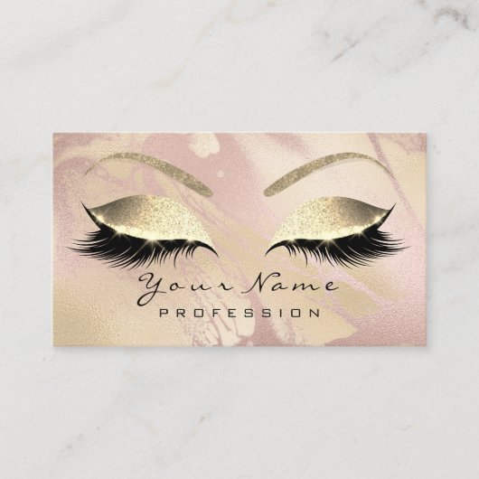 Makeup Eyebrow Eyes Lashes Glitzer Rose Marmor Visitenkarte (Vorderseite)
