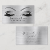 Makeup Eyebrow Eyes Lashes Glitzer Silber Grau Visitenkarte (Vorne/Hinten)