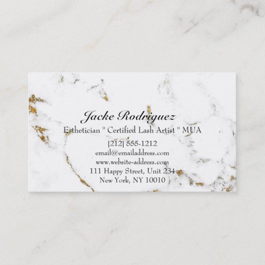 Makeup Eyebrow Eyes Lashes Glitzer Weißer Marmor Visitenkarte (Rückseite)