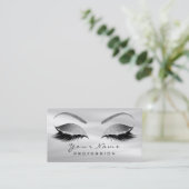 Makeup Eyebrow Eyes Lashes Grau Seide Rose Gold Visitenkarte (Stehend Vorderseite)