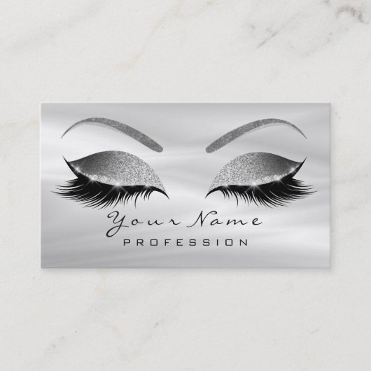 Makeup Eyebrow Eyes Lashes Grau Seide Rose Gold Visitenkarte (Vorderseite)