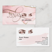 Makeup Eyebrow Eyes Lashes Pink Agate Visitenkarte (Vorne/Hinten)