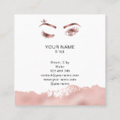 Makeup Eyebrow Eyes Lashes Rose Gold Business Card Quadratische Visitenkarte (Rückseite)