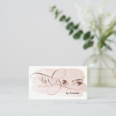 Makeup Eyebrow Eyes Lashes Rose Gold Business Card Telefonnummerkarte (Stehend Vorderseite)