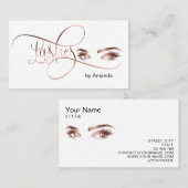 Makeup Eyebrow Eyes Lashes Rose Gold Business Card Telefonnummerkarte (Vorne/Hinten)