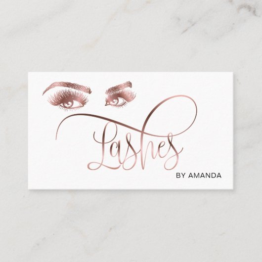 Makeup Eyebrow Eyes Lashes Rose Gold Business Card Visitenkarte (Vorderseite)