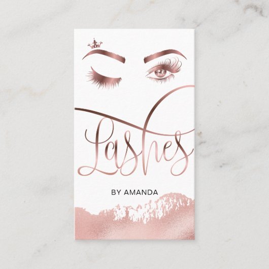 Makeup Eyebrow Eyes Lashes Rose Gold Business Card Visitenkarte (Vorderseite)