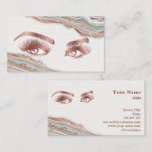Makeup Eyebrow Eyes Lashes Rose Gold Marmor Busine Visitenkarte (Vorne/Hinten)