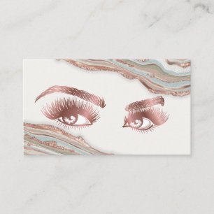 Makeup Eyebrow Eyes Lashes Rose Gold Marmor Busine Visitenkarte