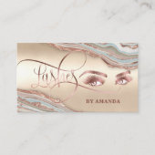 Makeup Eyebrow Eyes Lashes Rose Gold Marmor Busine Visitenkarte (Vorderseite)