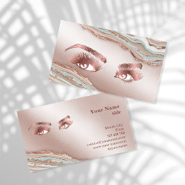 Makeup Eyebrow Eyes Lashes Rose Gold Marmor Busine Visitenkarte