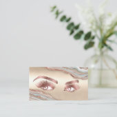 Makeup Eyebrow Eyes Lashes Rose Gold Marmor Busine Visitenkarte (Stehend Vorderseite)