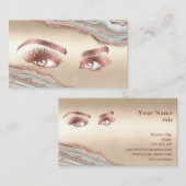 Makeup Eyebrow Eyes Lashes Rose Gold Marmor Busine Visitenkarte (Vorne/Hinten)