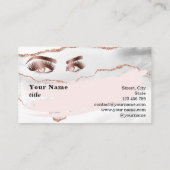 Makeup Eyebrow Eyes Lashes Rose Gold Marmor Visitenkarte (Rückseite)