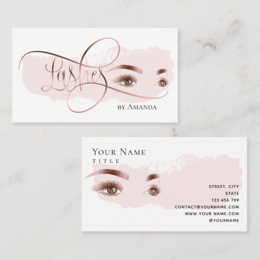 Makeup Eyebrow Eyes Lashes Rose Gold Visitenkarte (Vorne/Hinten)