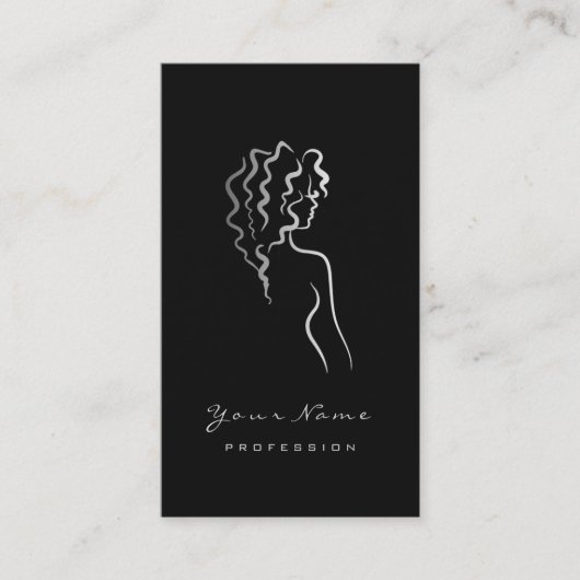 Makeup Eyebrow Eyes Lashes Schwarzes Logo Grau Gla Visitenkarte (Vorderseite)