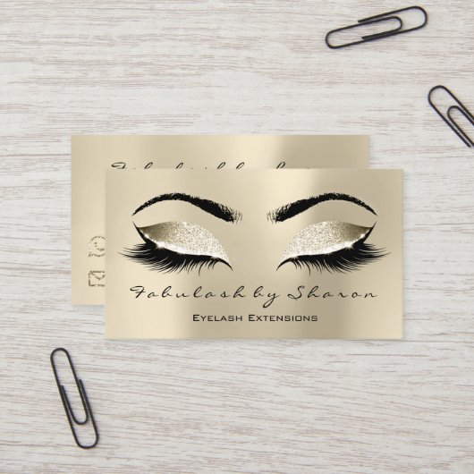 Makeup Eyebrow Lash Extension Glitzer Champaigne Visitenkarte (Vorderseite/Rückseite Beispiel)