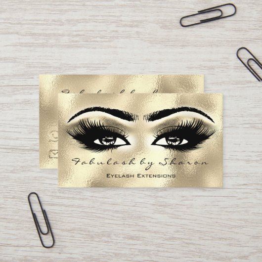 Makeup Eyebrow Lash Extension Glitzer Golden Eyes Visitenkarte (Vorderseite/Rückseite Beispiel)
