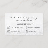 Makeup Eyebrow Lash Extension Glitzer Silver Grau Visitenkarte (Rückseite)