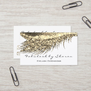 Makeup Eyebrow Lash Extension Glitzer White Gold Visitenkarte
