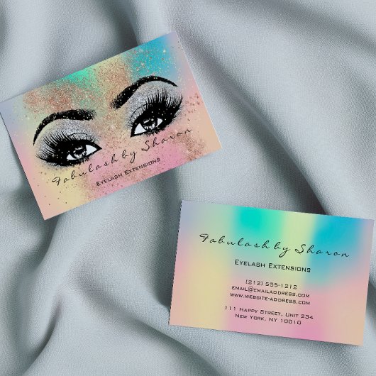 Makeup Eyebrow Lash Glitzer Pastel Spark Esthetici Visitenkarte