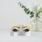 Makeup Eyebrow Lash Glitzer Tropfen Grau Gold Spar Visitenkarte (Stehend Vorderseite)