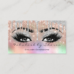 Makeup Eyebrow Lash Glitzer Tropfen Grau Holografi Visitenkarte
