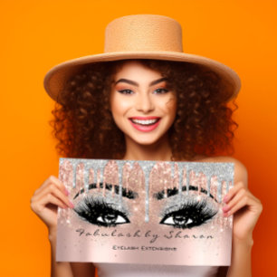 Makeup Eyebrow Lash Glitzer Tropfen Grau Silber Ha Visitenkarte