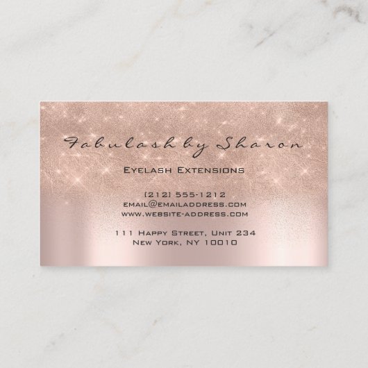 Makeup Eyebrow Lash Glitzer Tropfen Grau Silber Sk Visitenkarte (Rückseite)