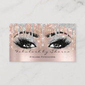 Makeup Eyebrow Lash Glitzer Tropfen Grau Silber Sk Visitenkarte (Vorderseite)