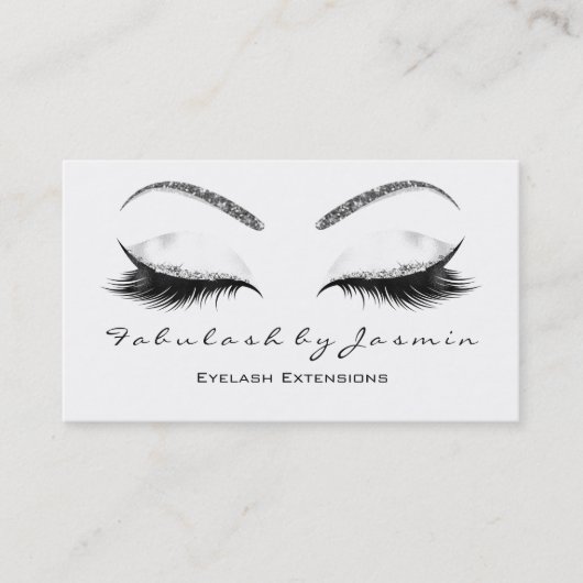 Makeup Eyebrow Lashes Augenbrauen Glitzer Weiß Sil Visitenkarte (Vorderseite)