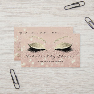Makeup Eyebrow Lashes Erweiterung Glitzer Gold Ski Visitenkarte