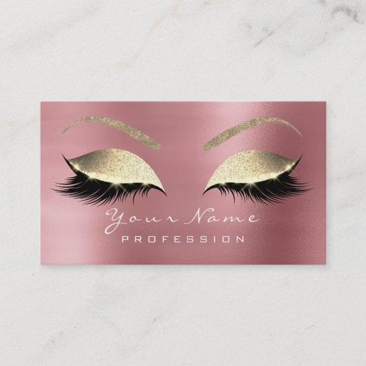 Makeup Eyebrow Lashes Extension Glitzer Rose Gold Visitenkarte (Vorderseite)