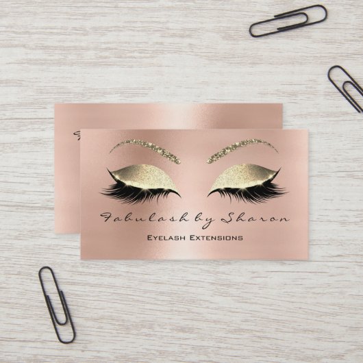 Makeup Eyebrow Lashes Glitzer Crystal Rose Gold Visitenkarte (Vorderseite/Rückseite Beispiel)