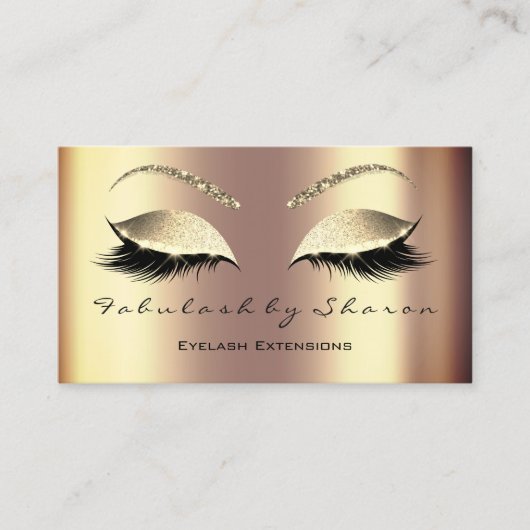 Makeup Eyebrow Lashes Glitzer Crystal Sepia Gold Visitenkarte (Vorderseite)