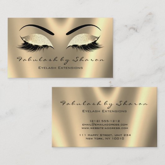 Makeup Eyebrow Lashes Glitzer Imitate Sepia Gold L Visitenkarte (Vorne/Hinten)