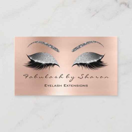 Makeup Eyebrow Lashes Glitzer Pink Silver Grau Visitenkarte (Vorderseite)
