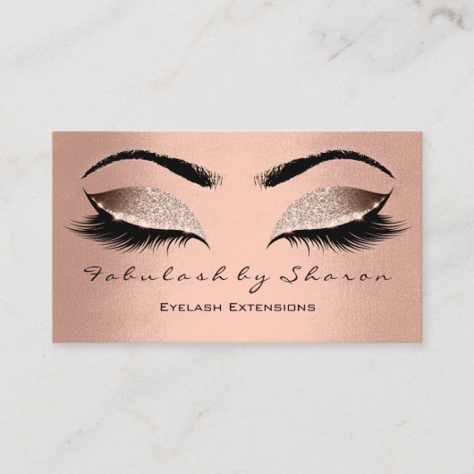 Makeup Eyebrow Lashes Glitzer Rose Gold Blush Visitenkarte (Vorderseite)