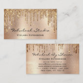 Makeup Eyebrow Lashes Glitzer Rose Gold Tropfen Visitenkarte (Vorne/Hinten)