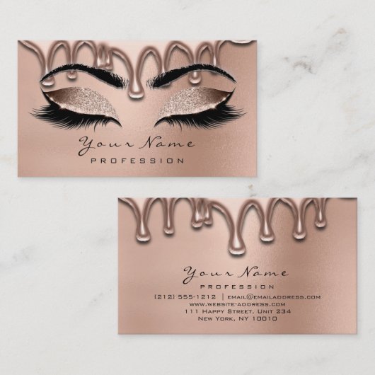 Makeup Eyebrow Lashes Glitzer Rose Gold Waxing Visitenkarte (Vorne/Hinten)