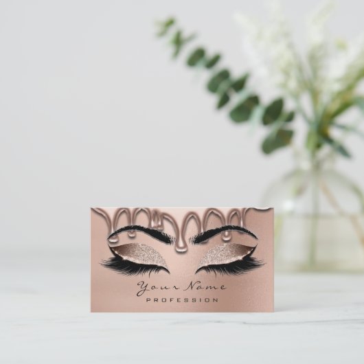 Makeup Eyebrow Lashes Glitzer Rose Gold Waxing Visitenkarte (Stehend Vorderseite)