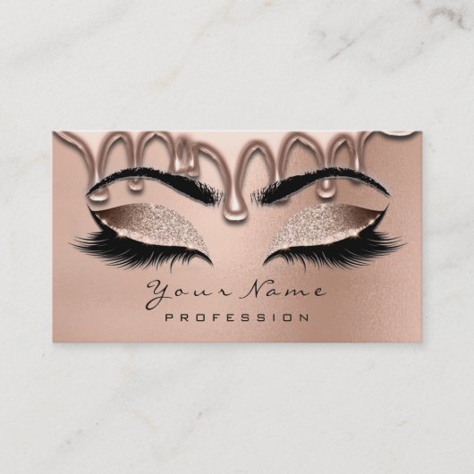 Makeup Eyebrow Lashes Glitzer Rose Gold Waxing Visitenkarte (Vorderseite)