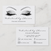 Makeup Eyebrow Lashes Glitzer Silber Grau Weiß Visitenkarte (Vorne/Hinten)