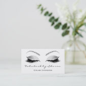 Makeup Eyebrow Lashes Glitzer Silber Grau Weiß Visitenkarte (Stehend Vorderseite)