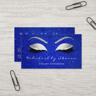 Makeup Eyebrow Lashes Glitzer Silver grau Blau Visitenkarte