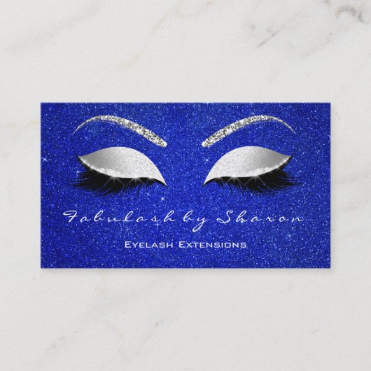 Makeup Eyebrow Lashes Glitzer Silver grau Blau Visitenkarte (Vorderseite)