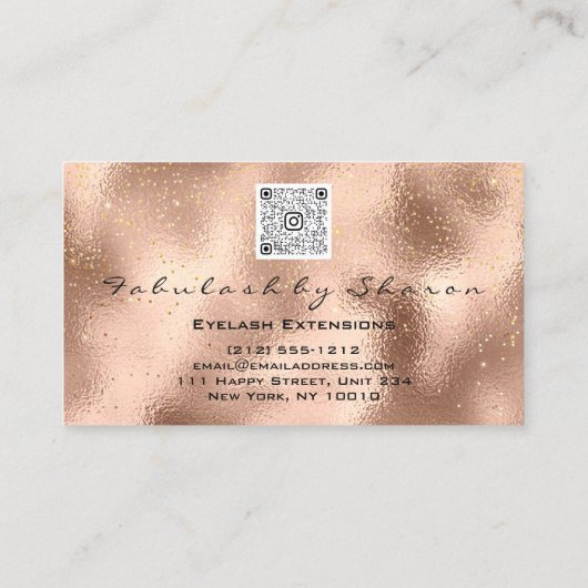 Makeup Eyebrow Lashes Glitzer Tropfen Qr Code Visitenkarte (Rückseite)